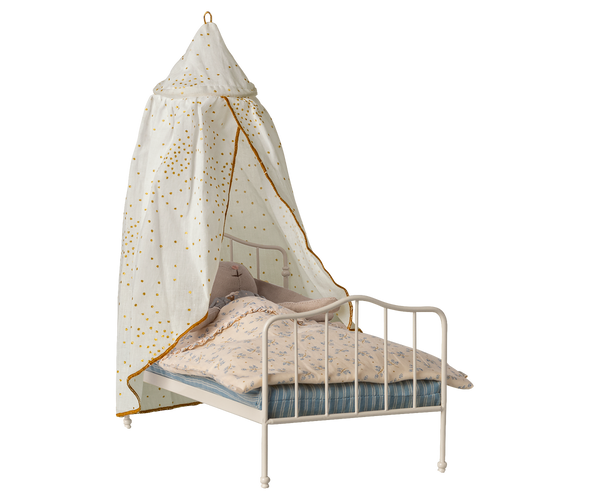 Dosel para cama en miniatura - blanco y dorado