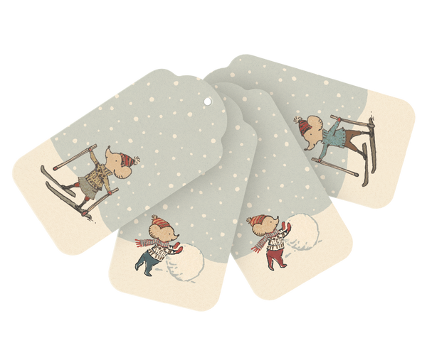 Etiquetas regalo Winter Mouse - 12 piezas