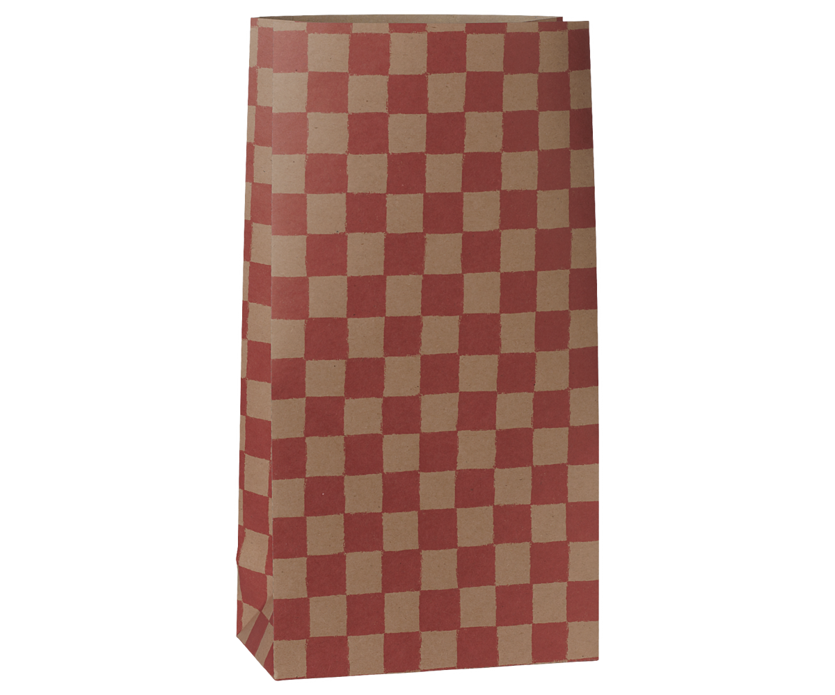 Bolsa papel cuadros empolvado/rojo - mediana