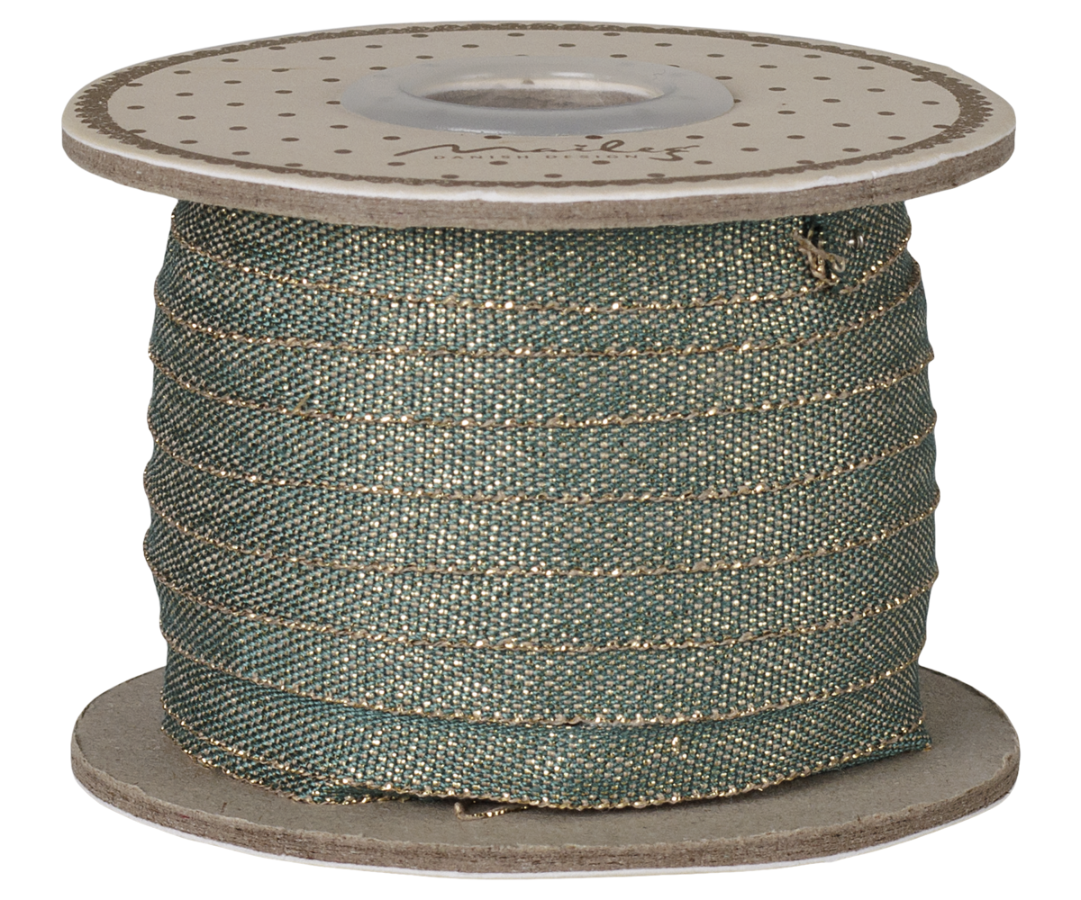 Cinta de regalo 6mm ancho x  25 metros - green/gold