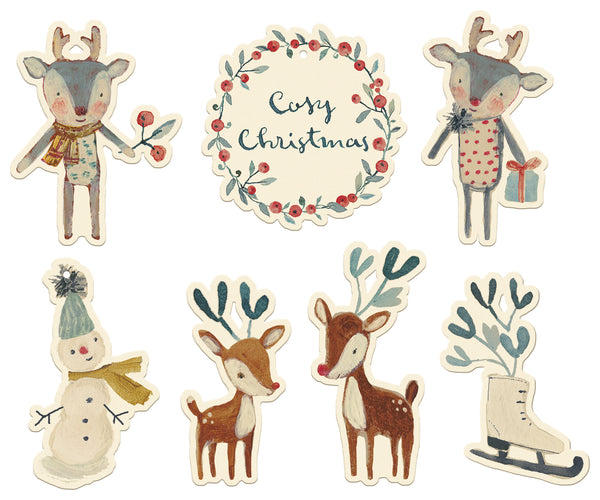 Etiquetas regalo  Cozy Christmas offwhite - 14 piezas