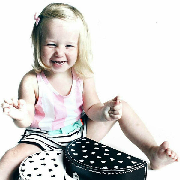 Cajitas corazones blanco y negro - set de 2 - Miss Coppelia