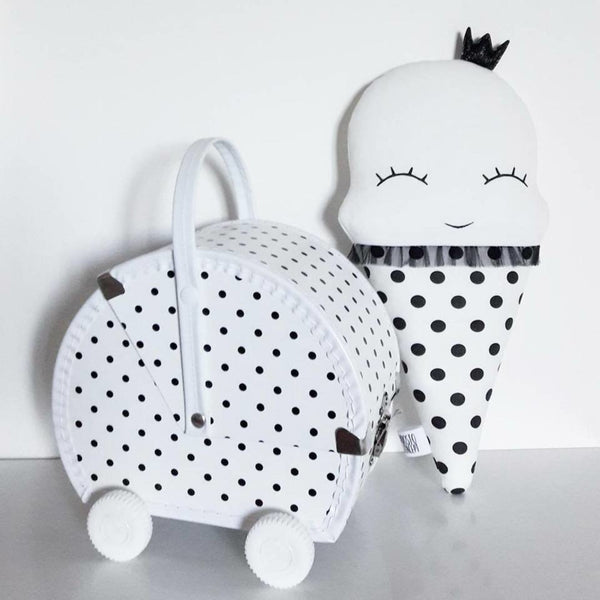 Caja cochecito de muñecos - blanco y negro - Miss Coppelia