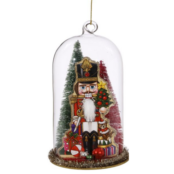 Adorno navideño - Cascanueces en cúpula de cristal